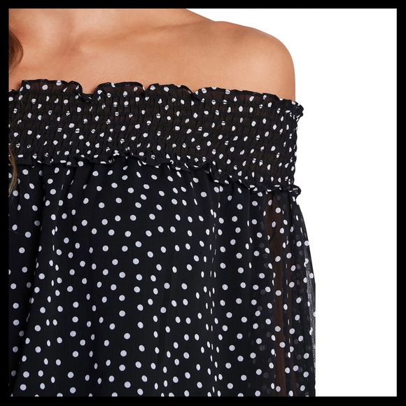 CECE Women's Off-The-Shoulder Top
Color: Rich Black Dot - Picture 2 of 5